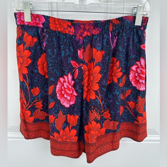 Anthropologie Ettitwa Floral High Rise Pocketed Small Shorts - Picture 2 of 5